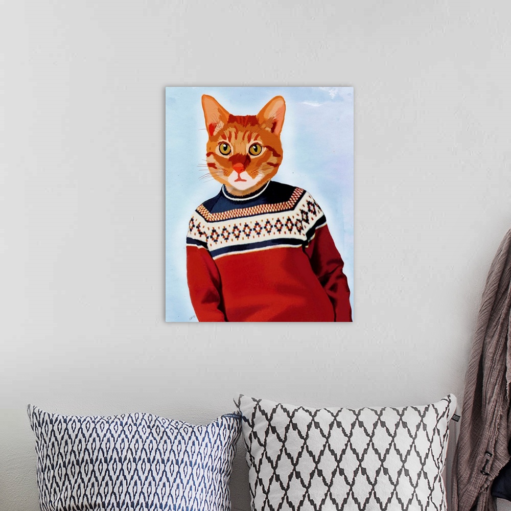A bohemian room featuring Cat in Ski Sweater