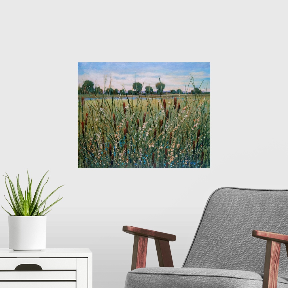 A modern room featuring Cattail Marsh I
