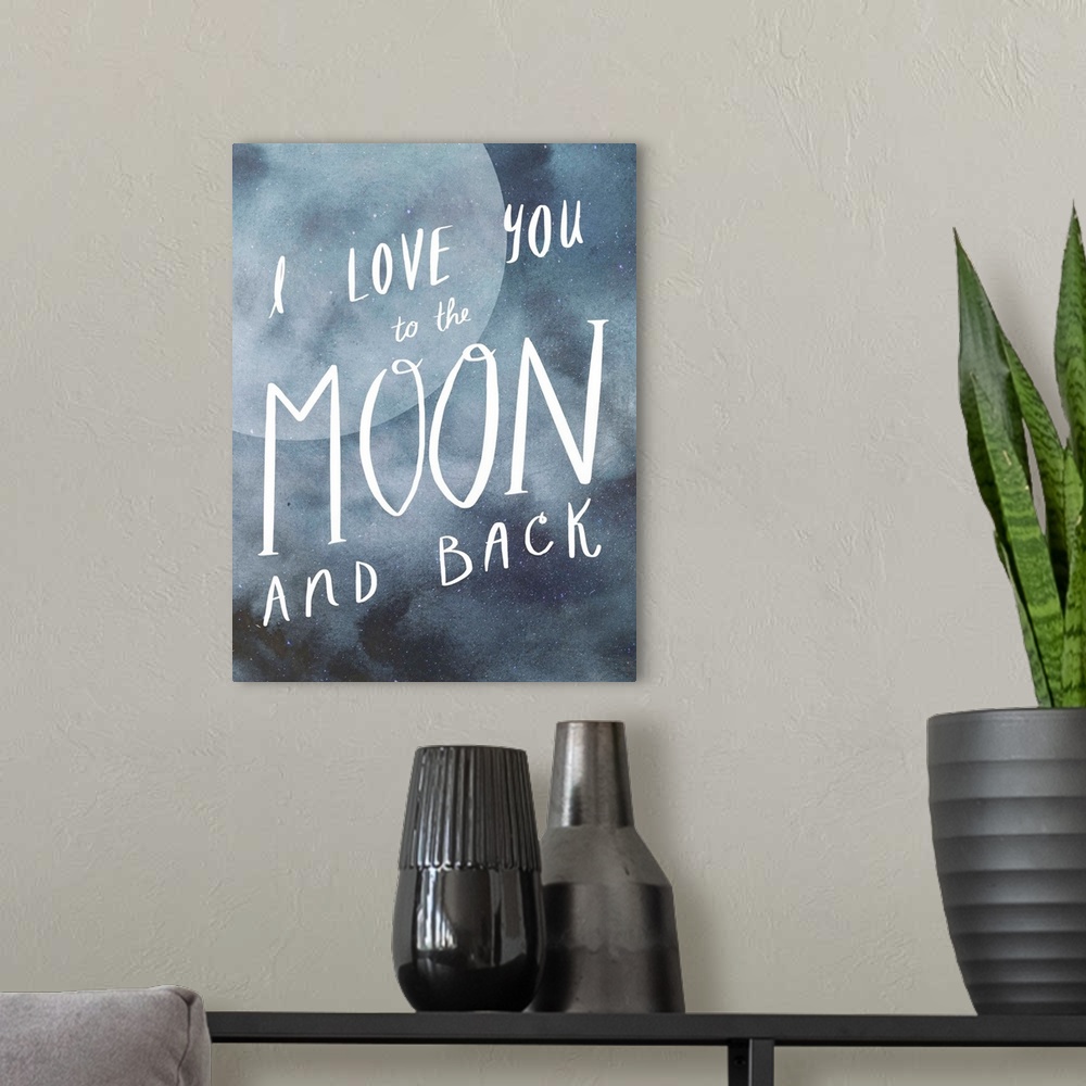 A modern room featuring "I Love You To The Moon And Back"