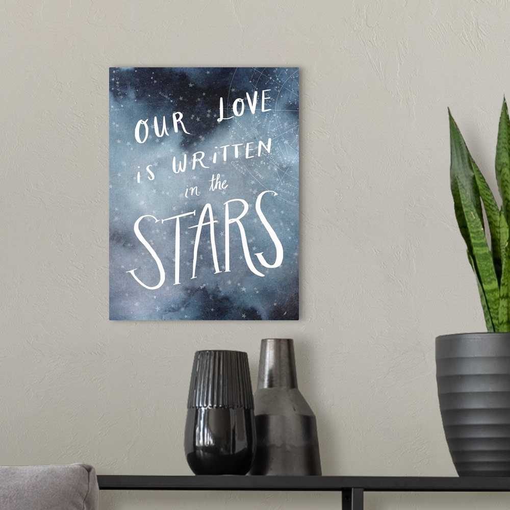 A modern room featuring "Our Love Is Written In The Stars"
