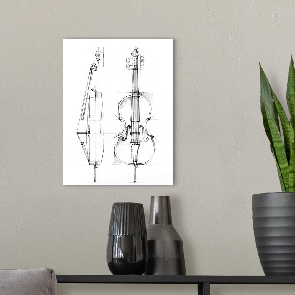 A modern room featuring Cello Sketch