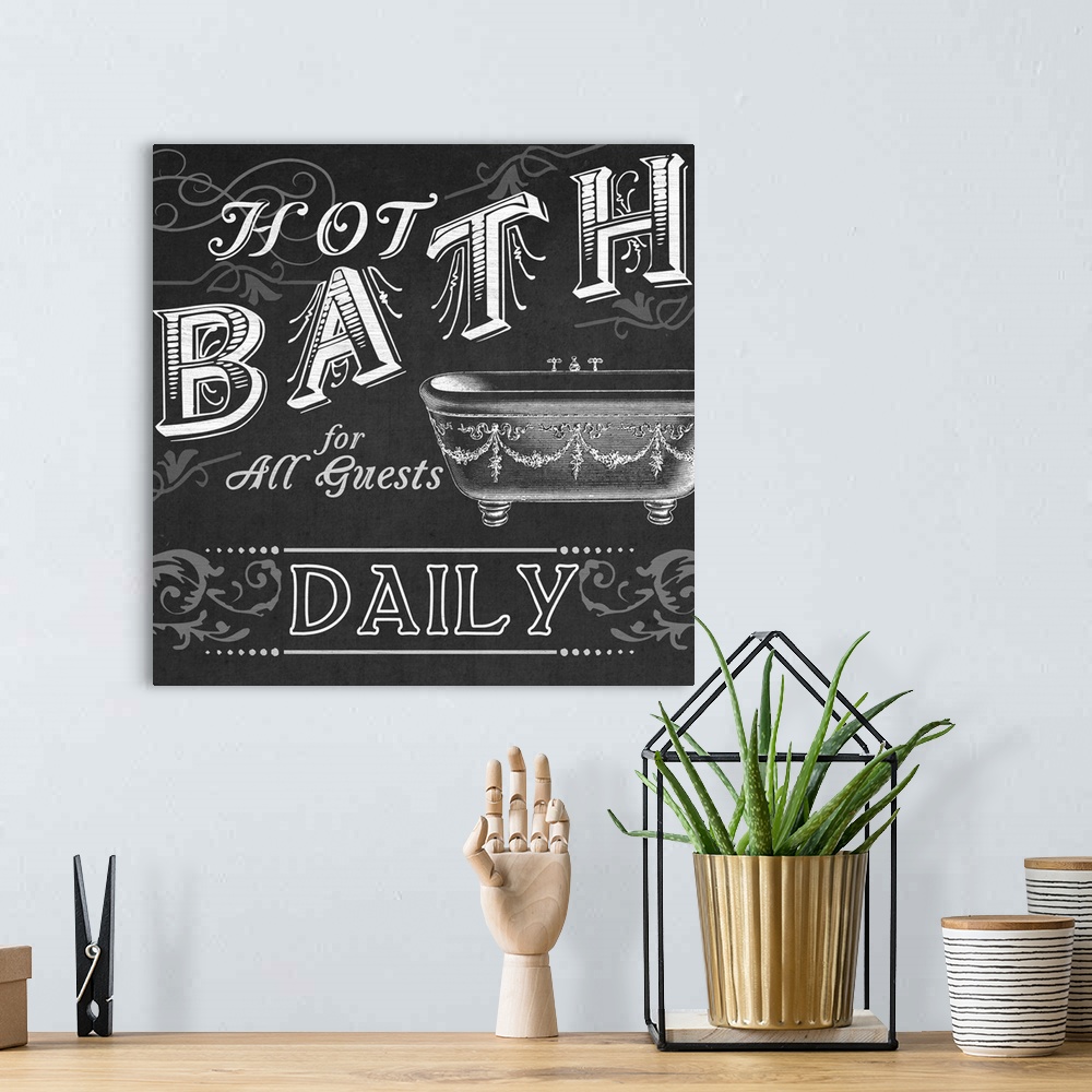 A bohemian room featuring Chalkboard Bath Signs II