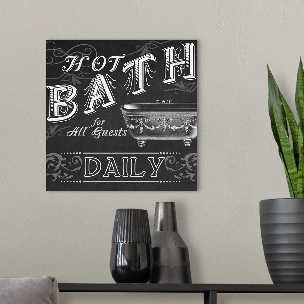 A modern room featuring Chalkboard Bath Signs II