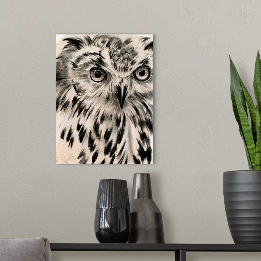 A modern room featuring Charcoal Owl I