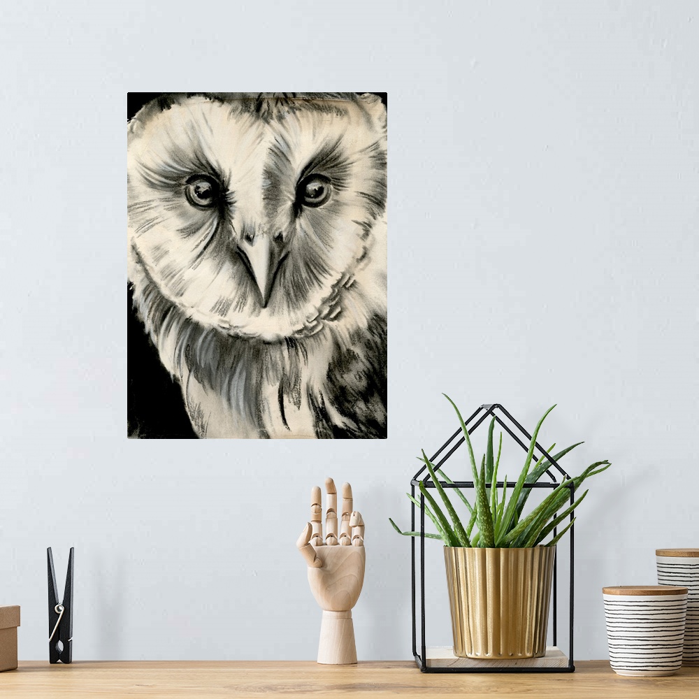 A bohemian room featuring Charcoal Owl II