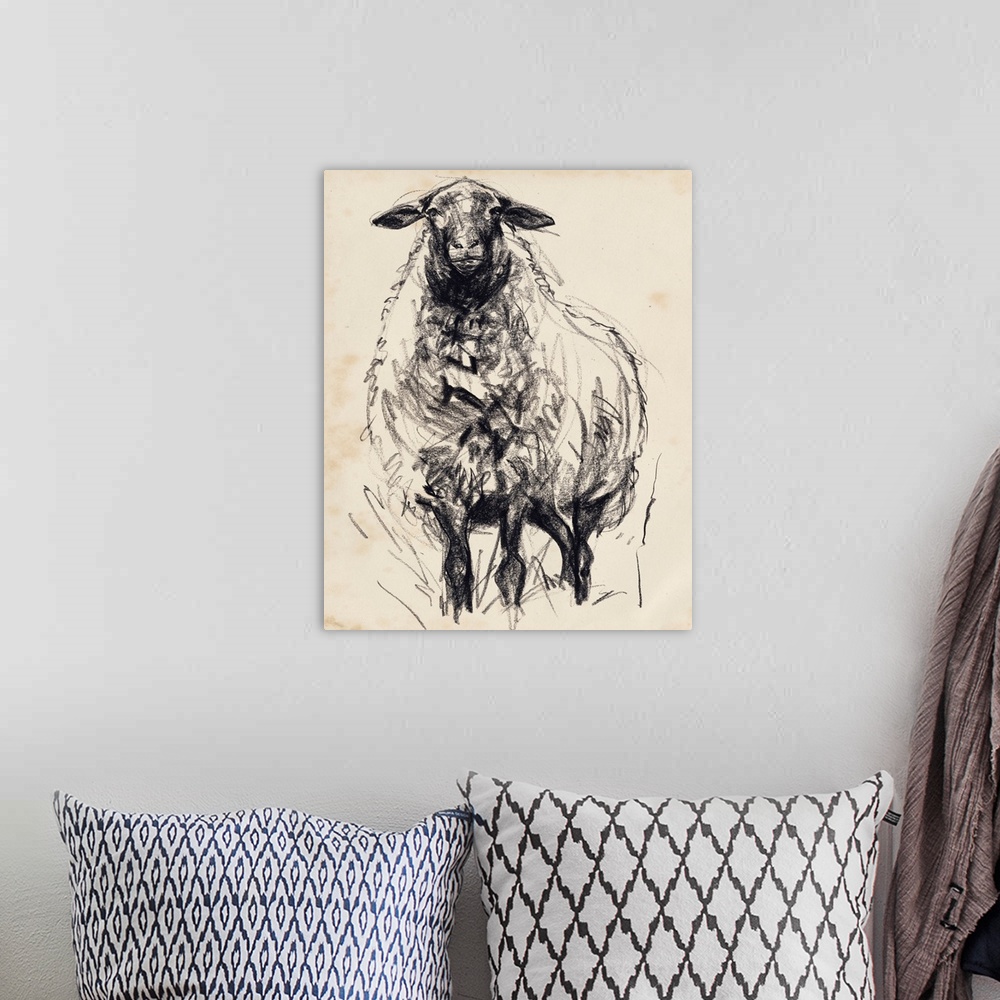 A bohemian room featuring Charcoal Sheep I