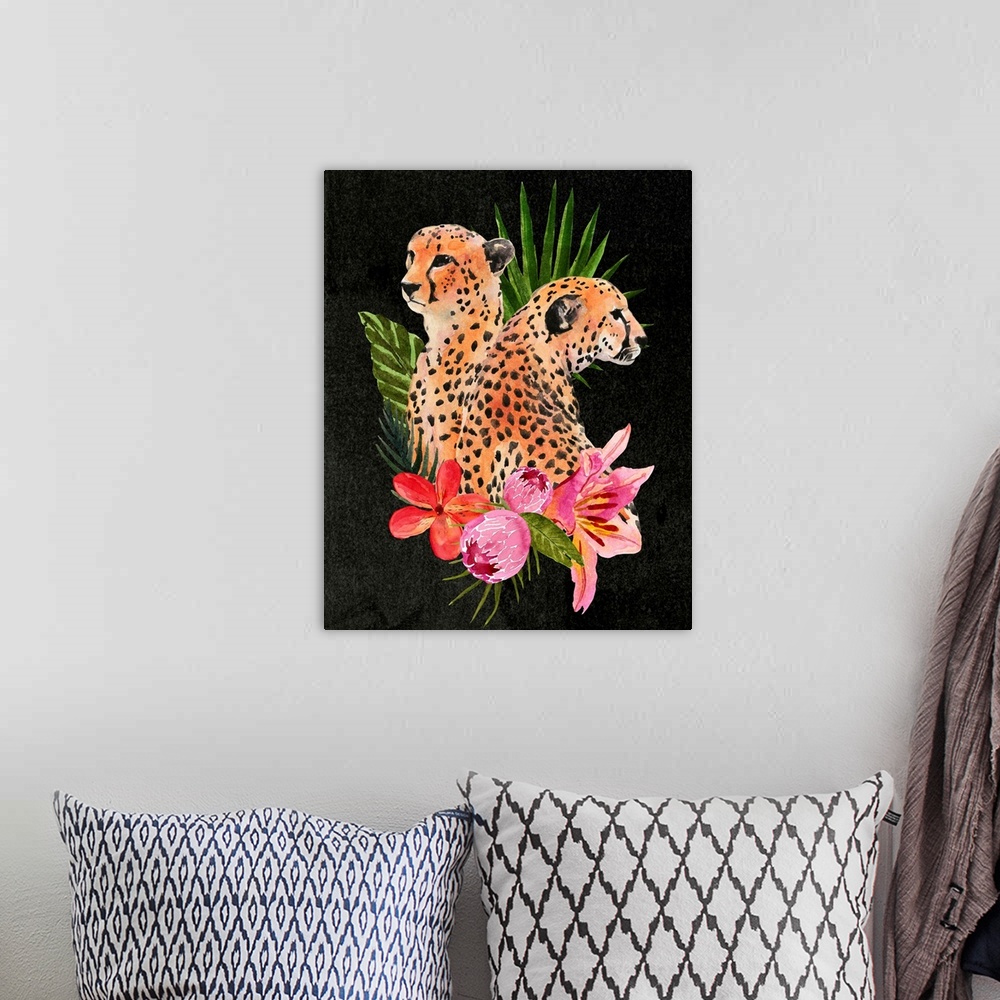 A bohemian room featuring Cheetah Bouquet I