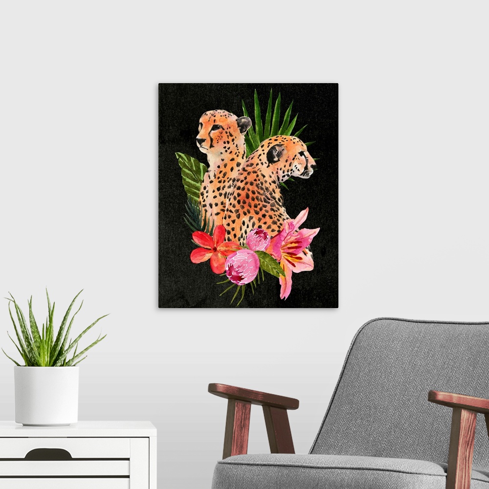 A modern room featuring Cheetah Bouquet I