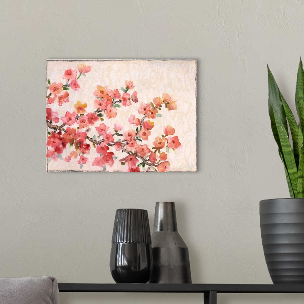 A modern room featuring Cherry Blossom Composition II