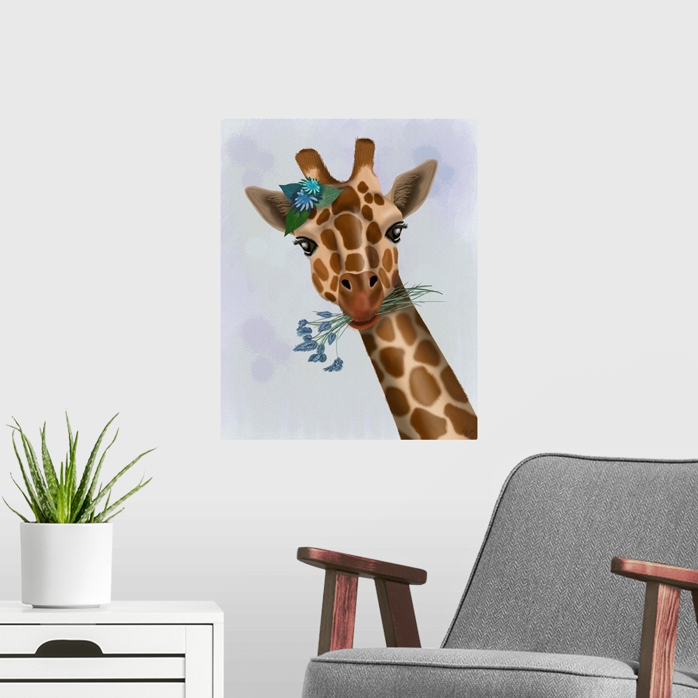 A modern room featuring Chewing Giraffe 1