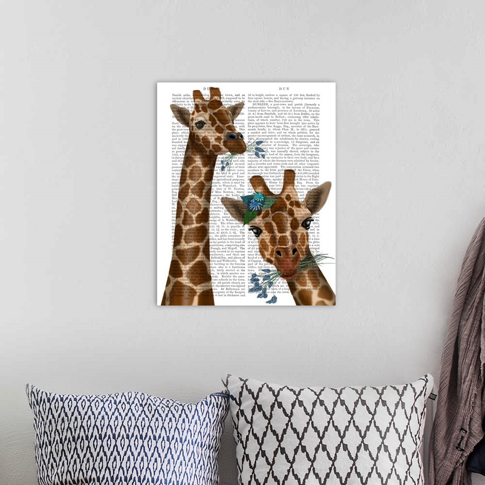 A bohemian room featuring Chewing Giraffe Duo