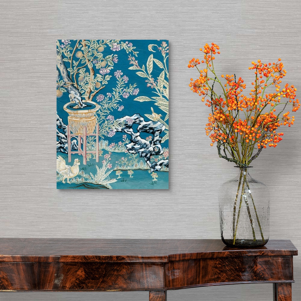 A traditional room featuring Chinoiserie Wallpaper II