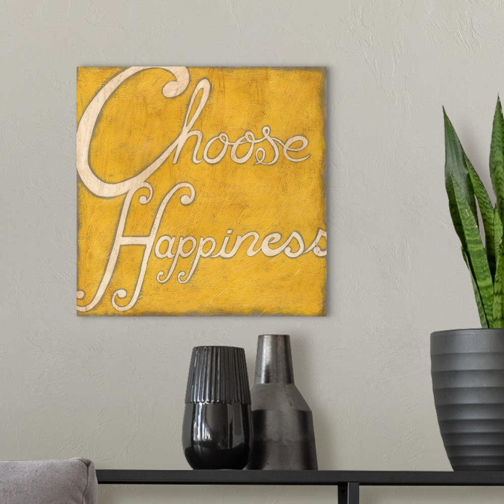 A modern room featuring Choose Happiness