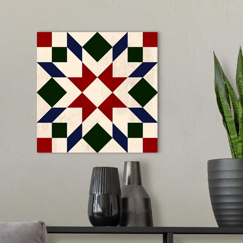 A modern room featuring Christmas Barn Quilt II