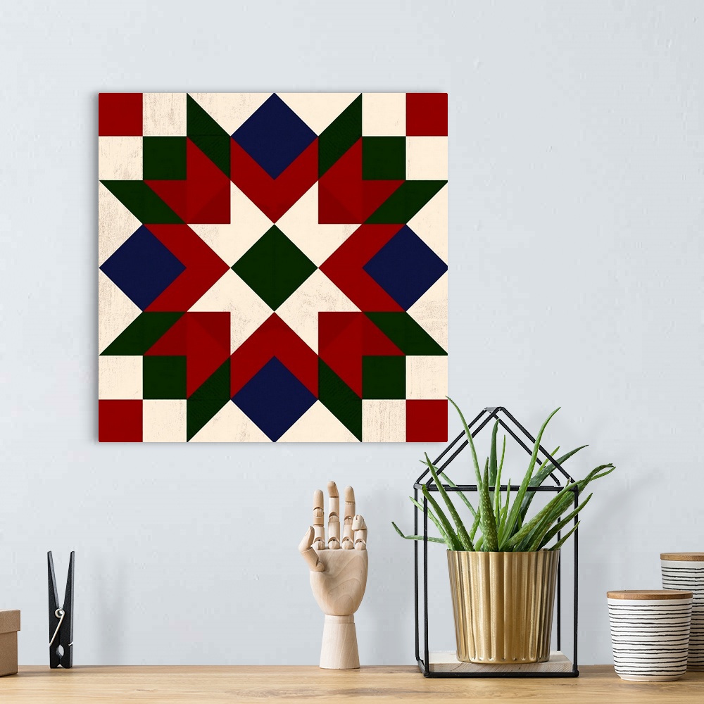 A bohemian room featuring Christmas Barn Quilt IV