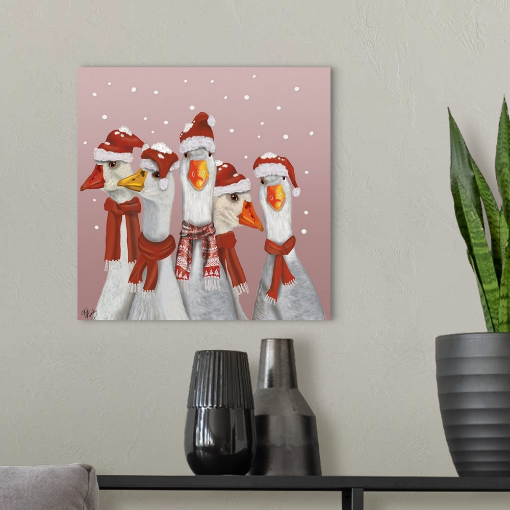 A modern room featuring Christmas Gaggle of Geese