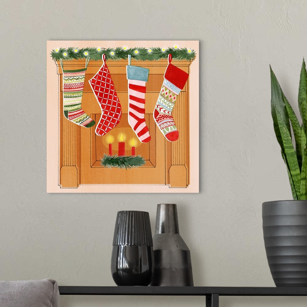 A modern room featuring Christmas Stockings II