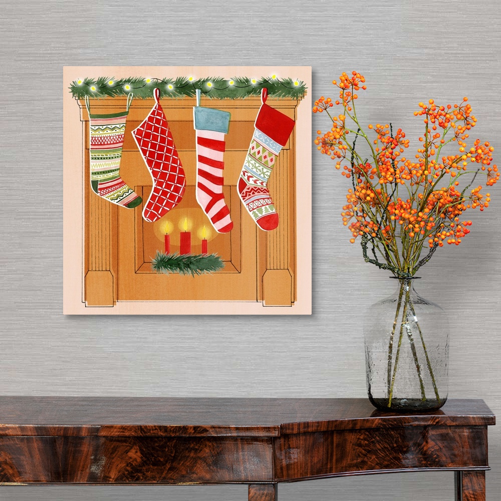 A traditional room featuring Christmas Stockings II