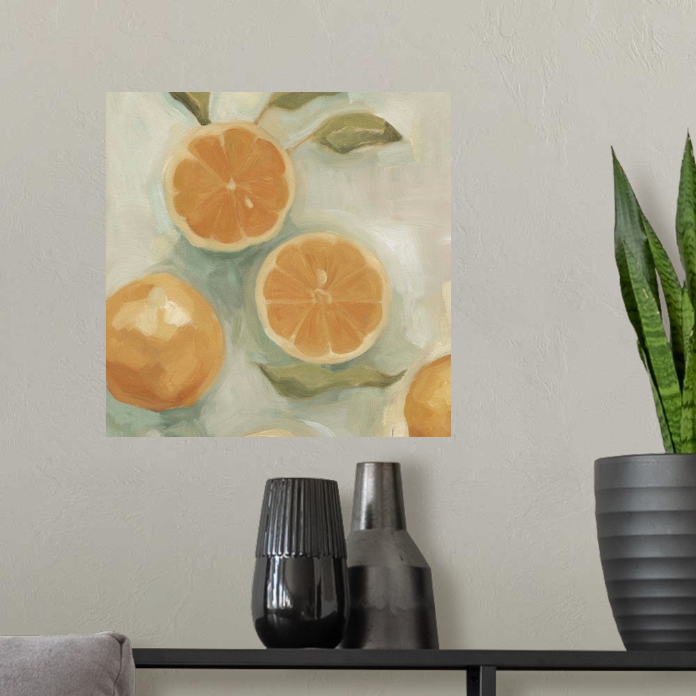 A modern room featuring Citrus Study in Oil I
