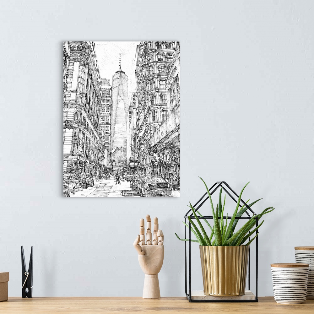 A bohemian room featuring City in Black and White I