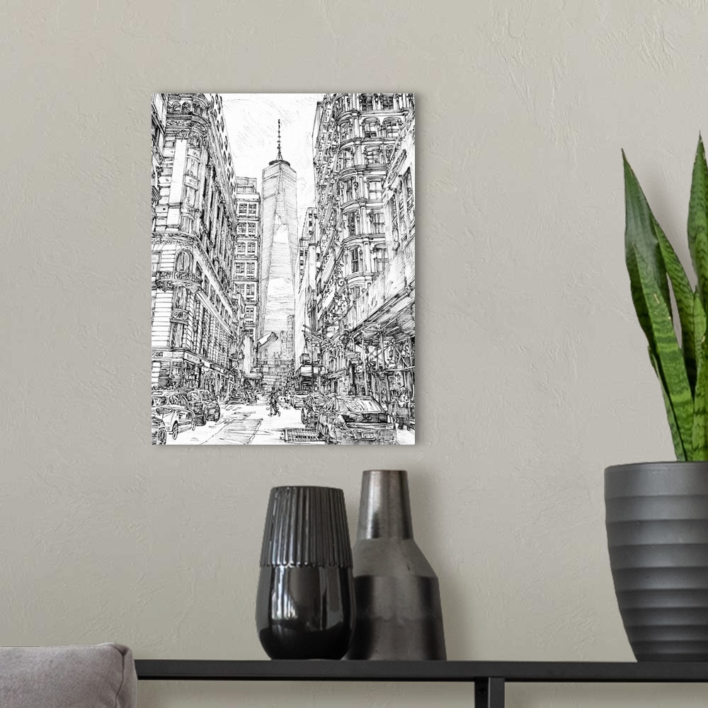 A modern room featuring City in Black and White I