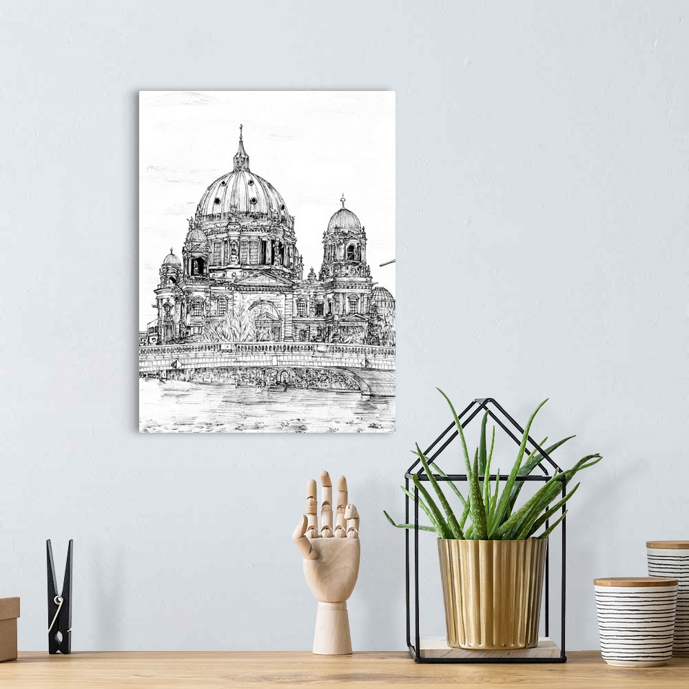 A bohemian room featuring City in Black and White III