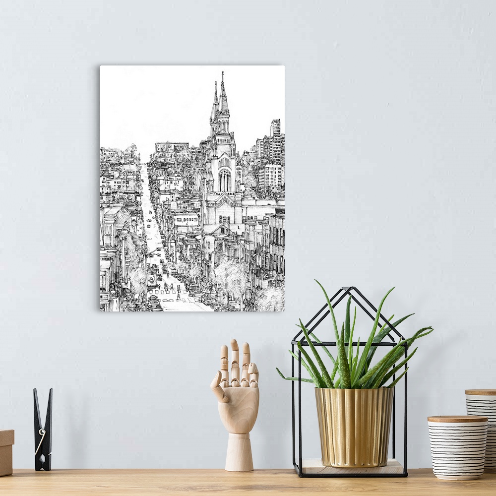 A bohemian room featuring City in Black and White IV