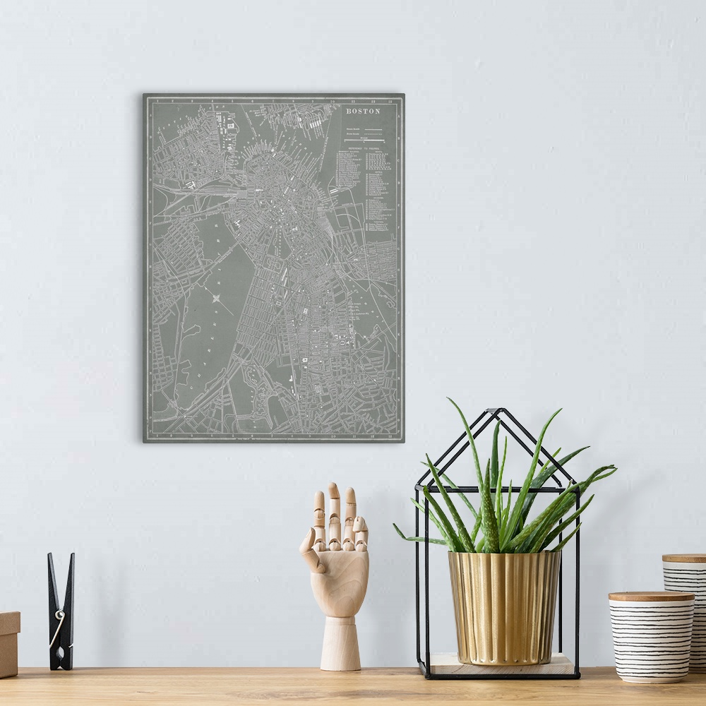 A bohemian room featuring City Map of Boston