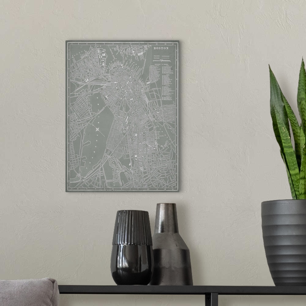 A modern room featuring City Map of Boston