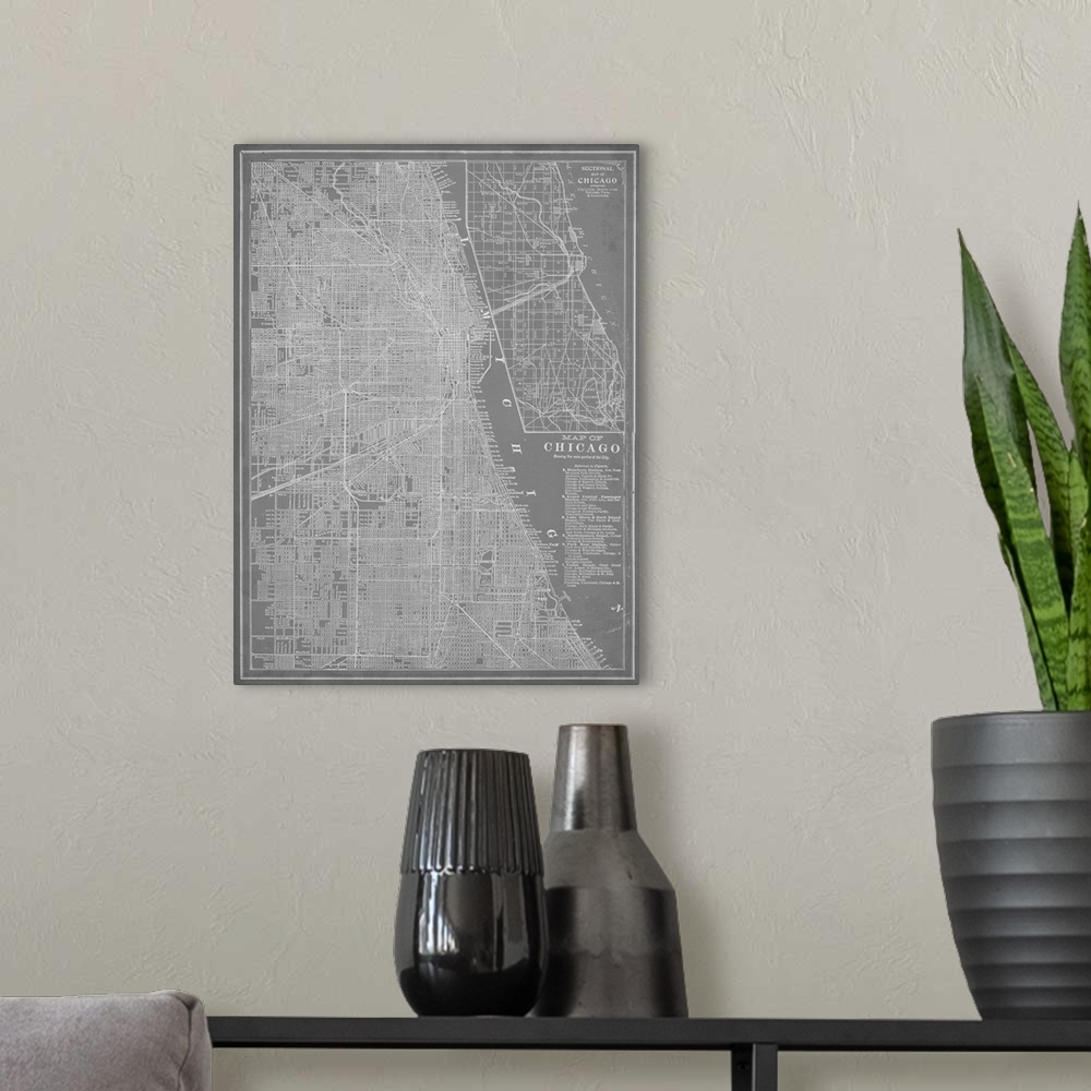 A modern room featuring City Map of Chicago