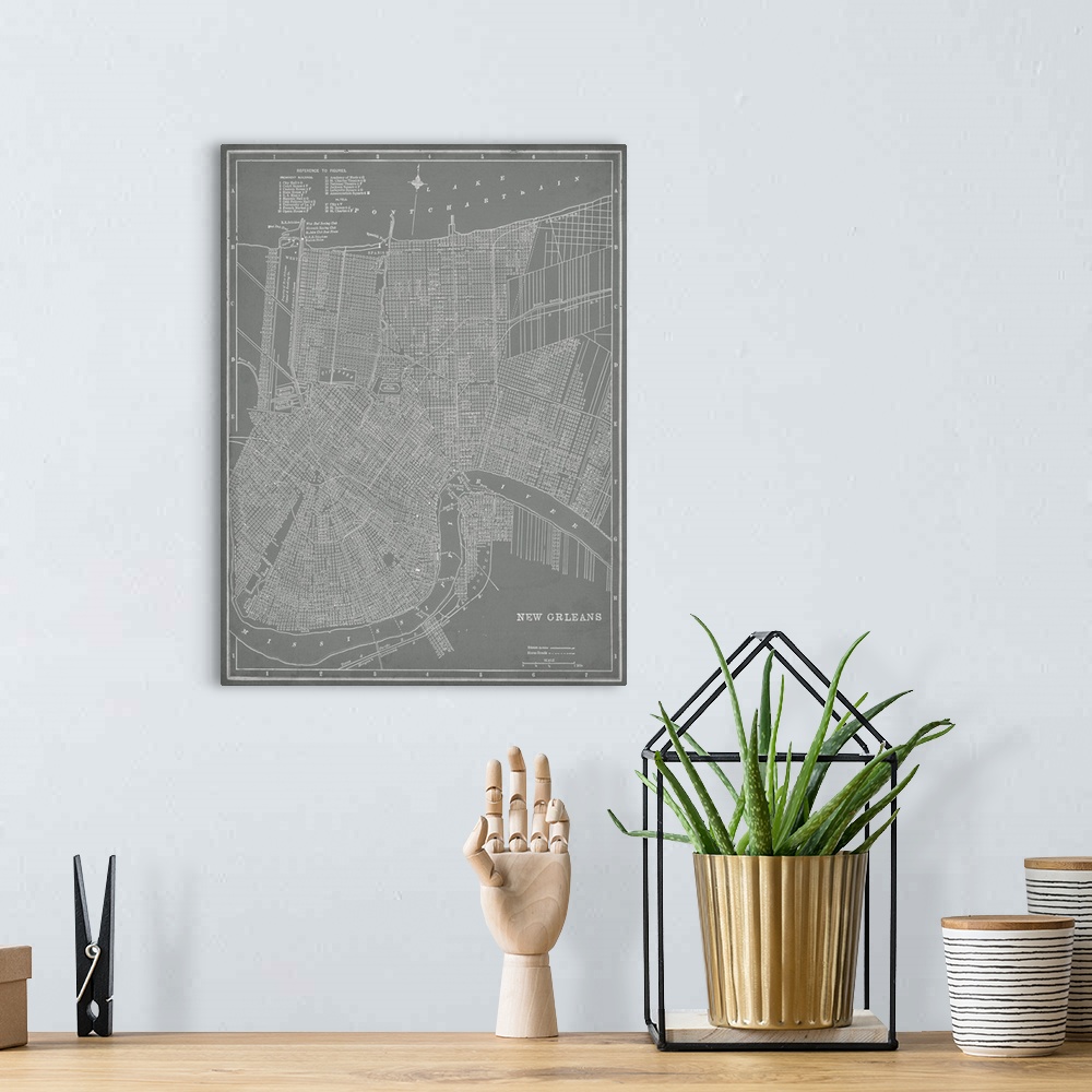 A bohemian room featuring City Map of New Orleans