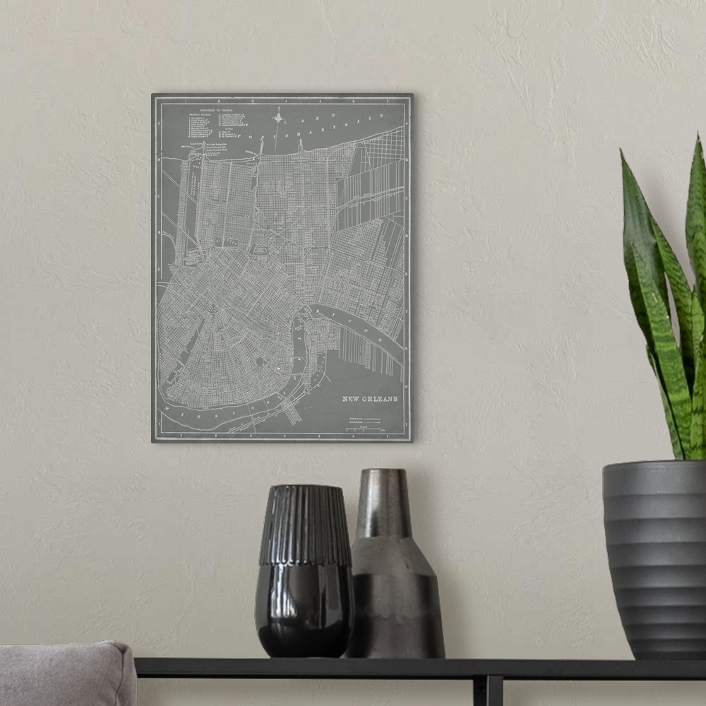 A modern room featuring City Map of New Orleans