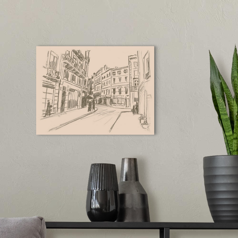 A modern room featuring City Sketches VI