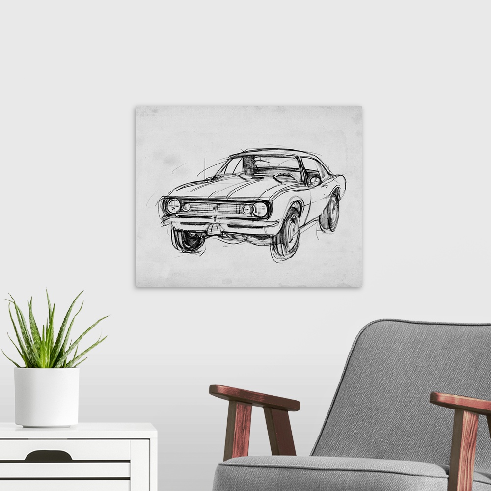 A modern room featuring Classic Car Sketch III