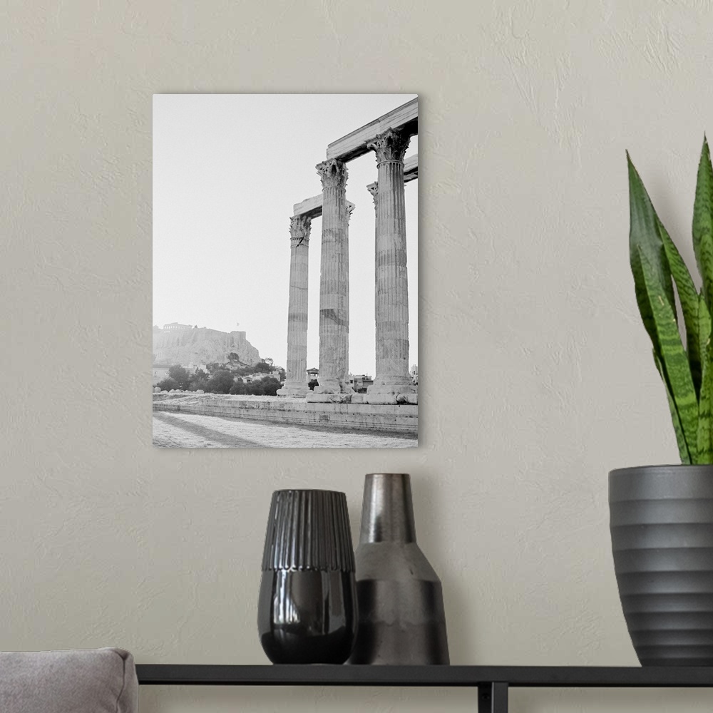 A modern room featuring Photograph of ancient Greek architecture, Athens, Greece.