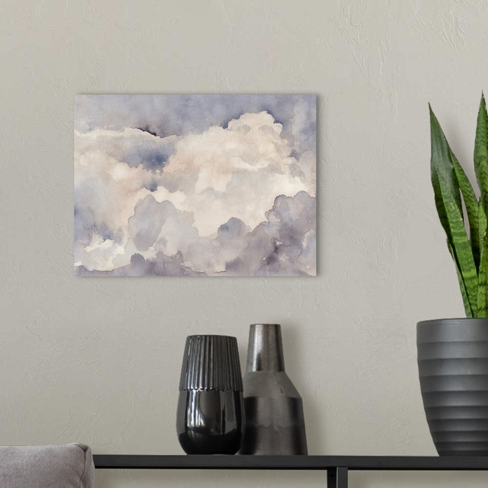 A modern room featuring Clouds In Neutral I
