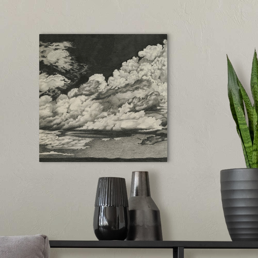 A modern room featuring Clouds On Fire I