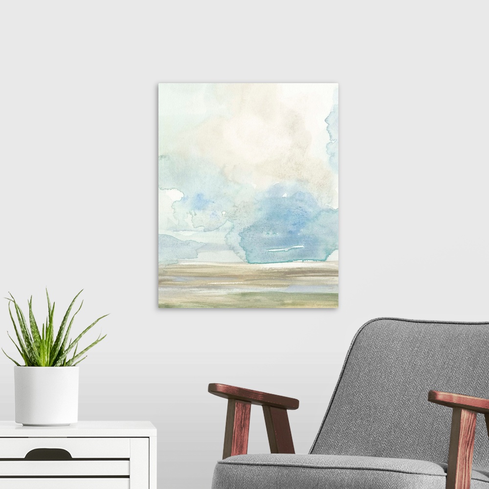 A modern room featuring Clouds over the Marsh I