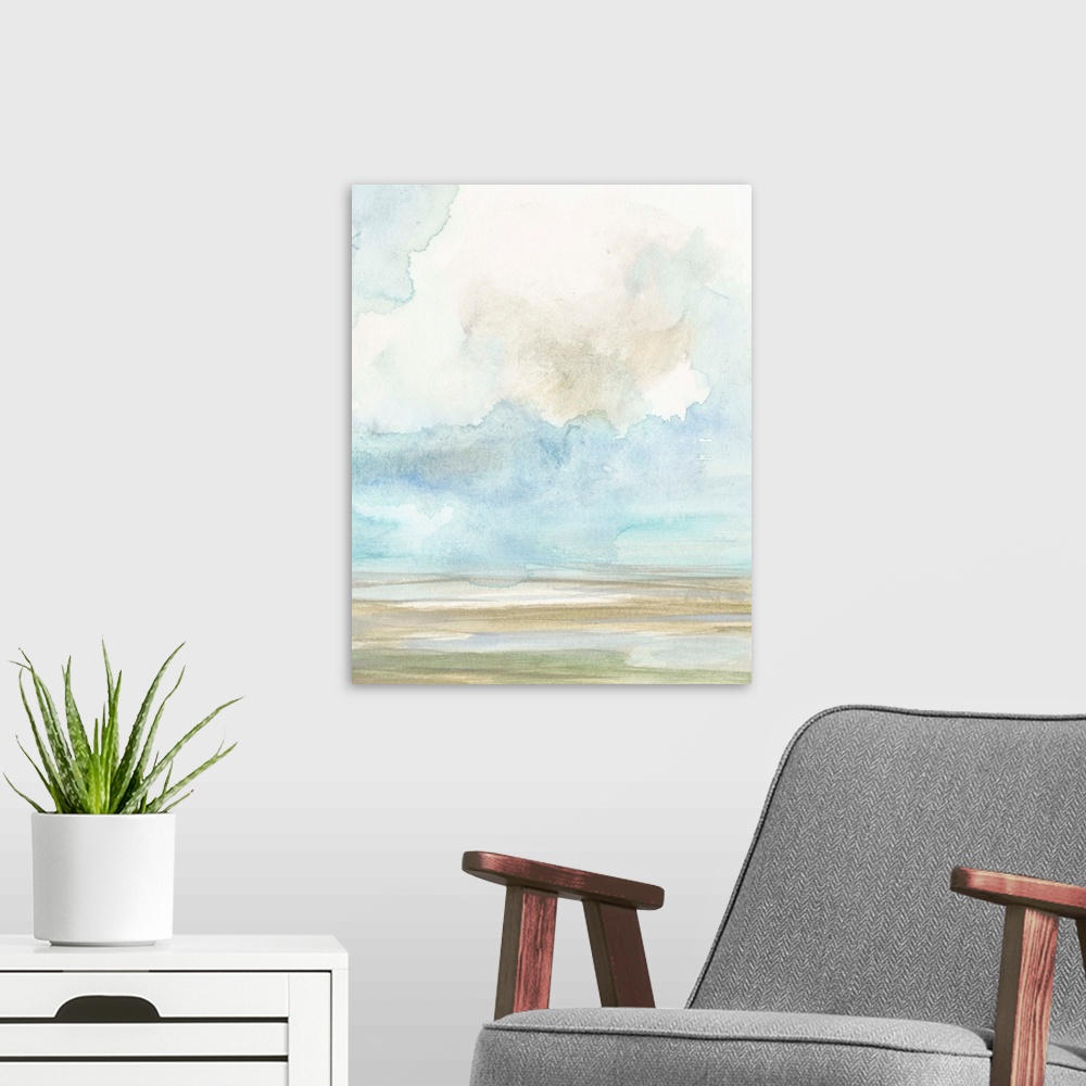 A modern room featuring Clouds over the Marsh II