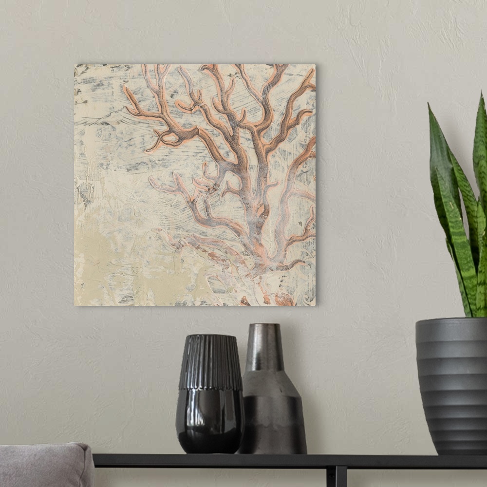 A modern room featuring Coastal life themed home decor art with a weathered and worn style.