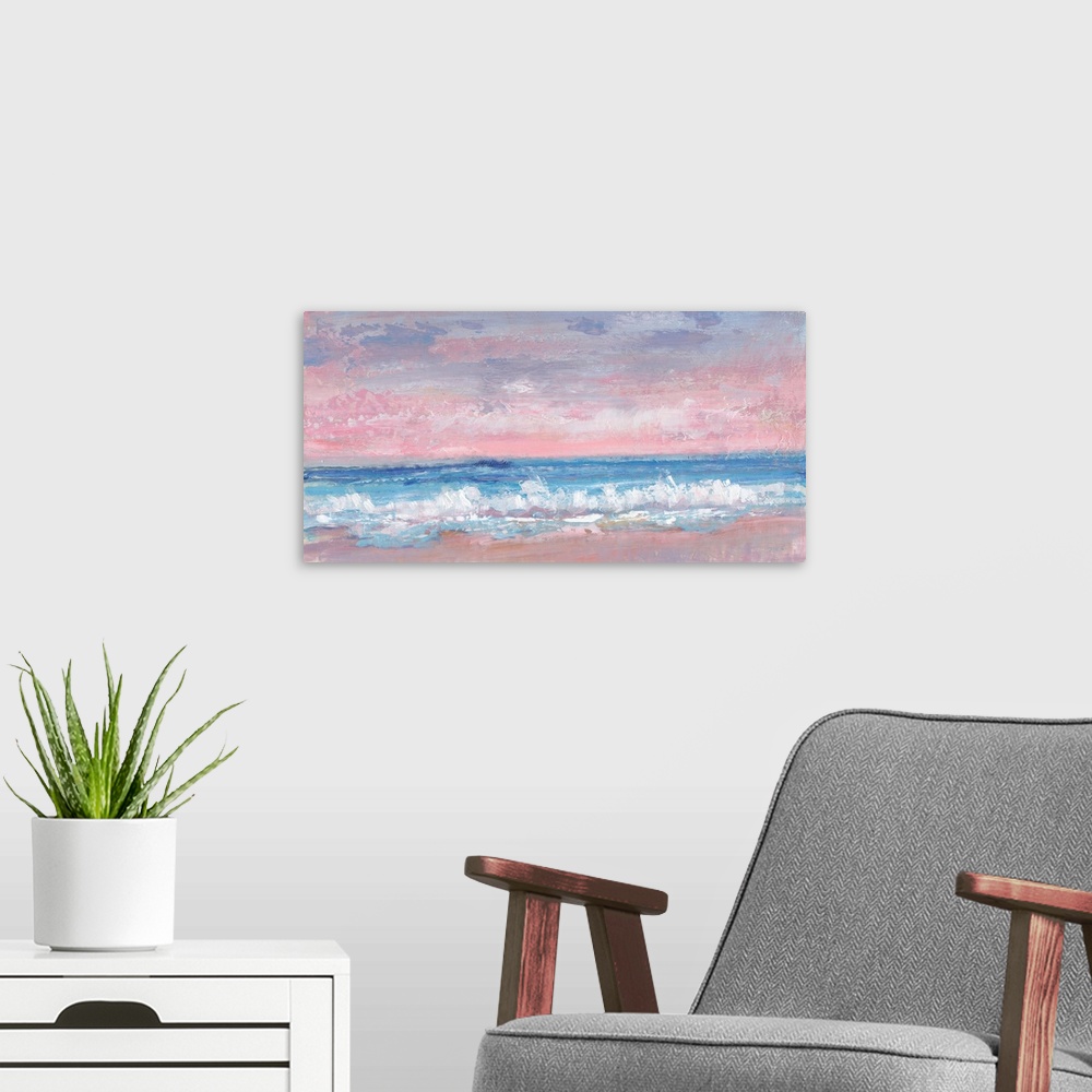 A modern room featuring Coastal Pink Horizon I