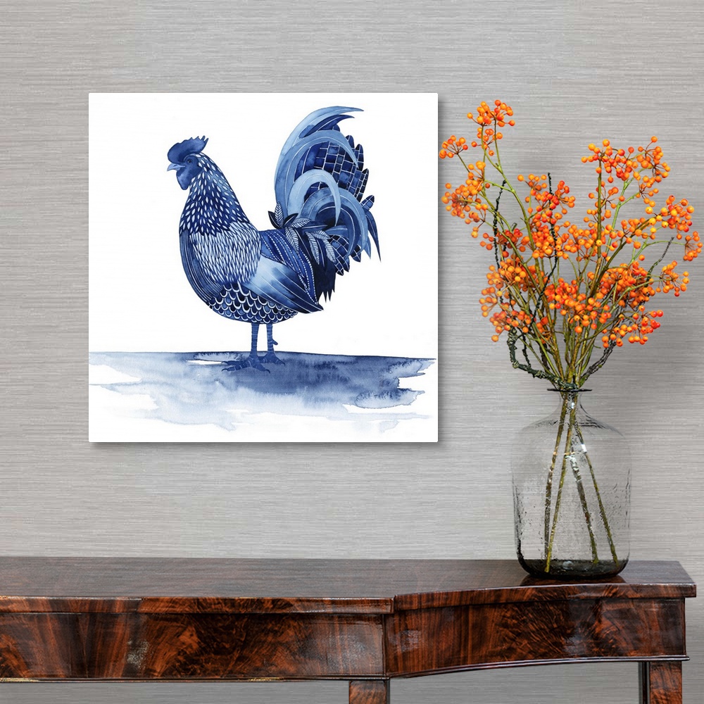 A traditional room featuring In this contemporary artwork, a pleasant farm animal is adorned by different patterns in shades o...