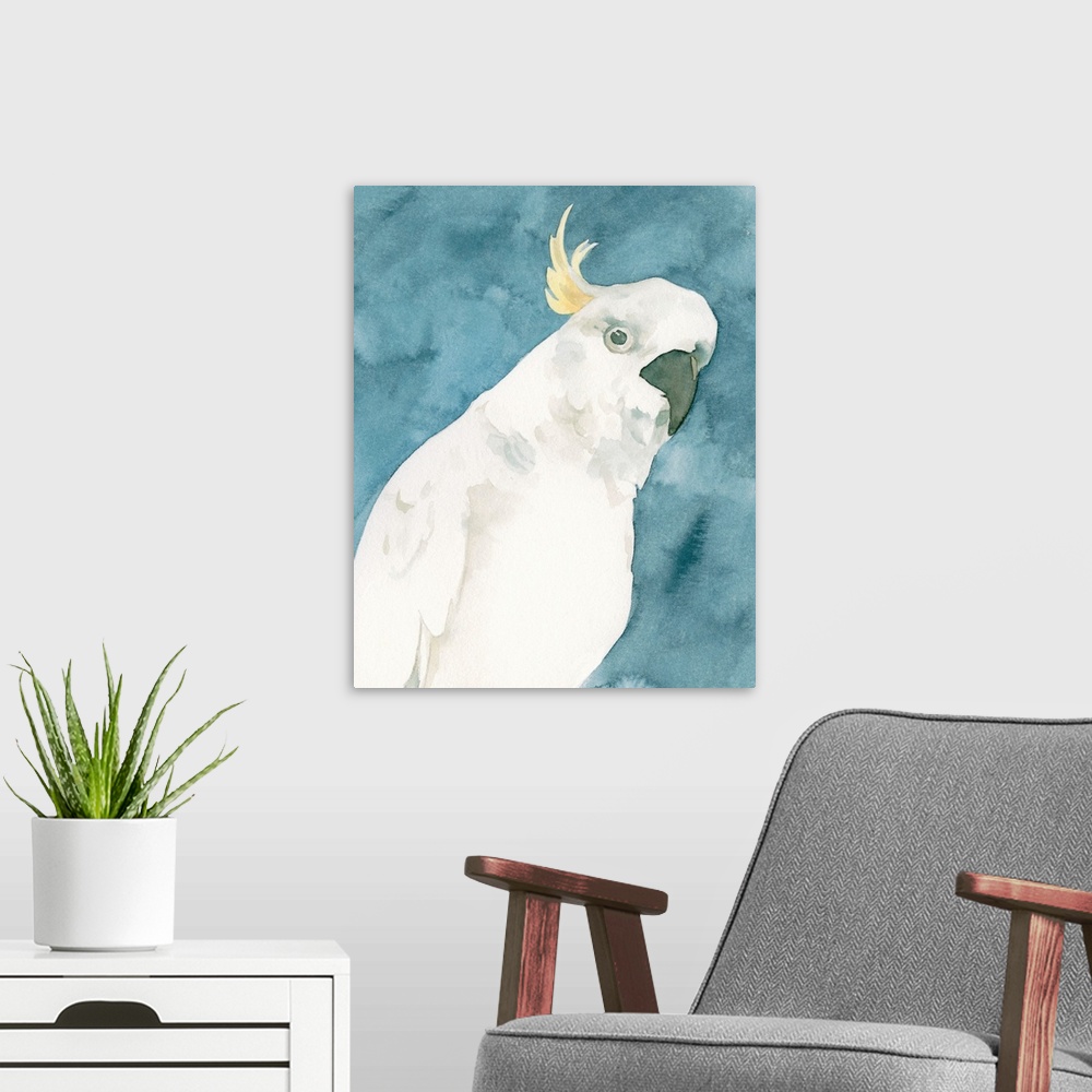 A modern room featuring Cockatoo Portrait I
