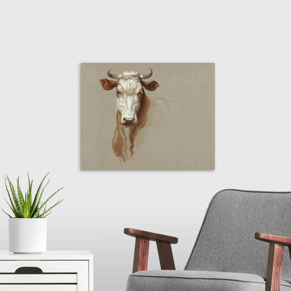 A modern room featuring Colman Cow Portrait Study I