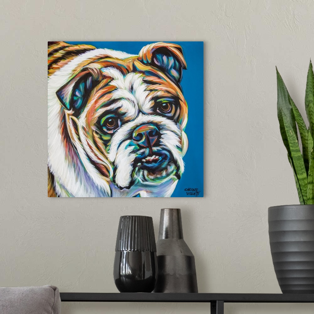 A modern room featuring Colorful Bulldog