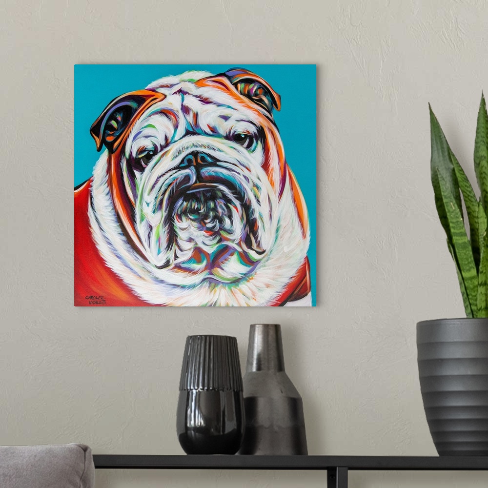 A modern room featuring Colorful Bulldog