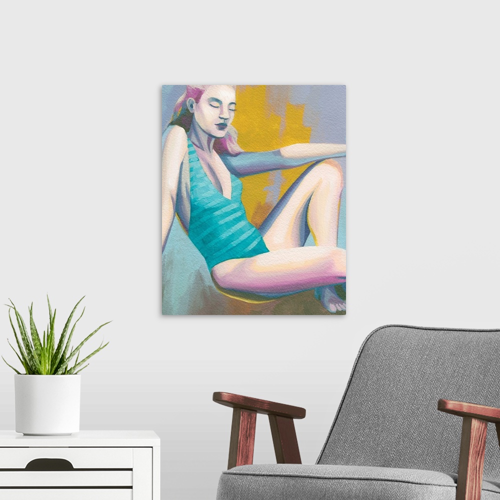 A modern room featuring Colorful Contemplation II