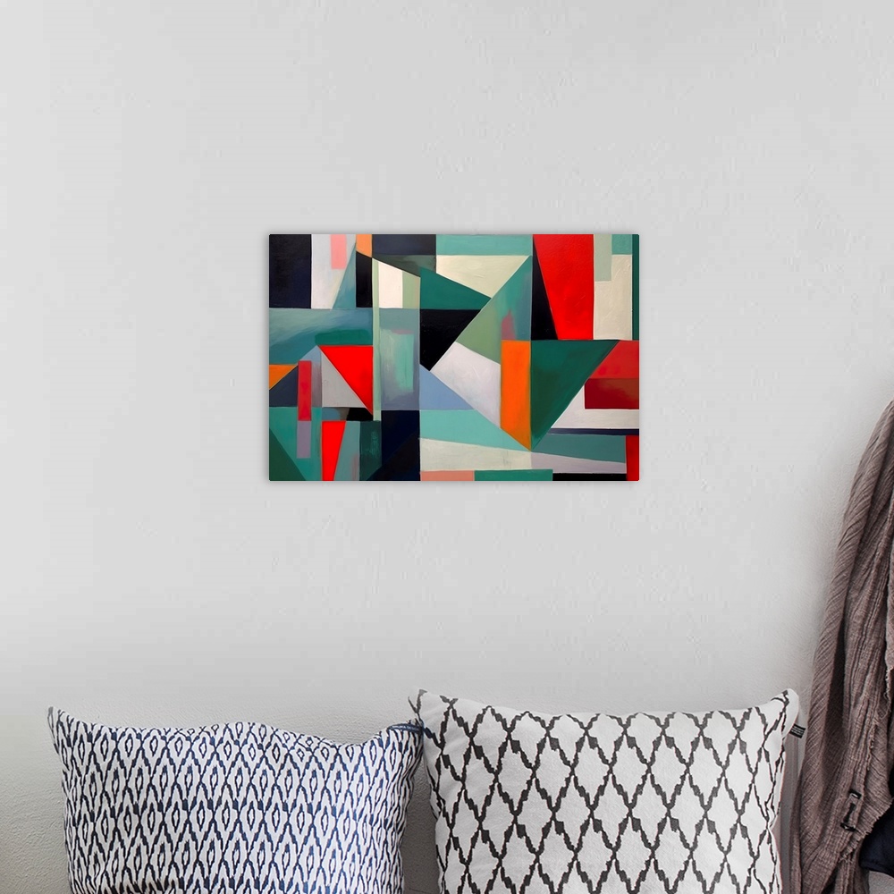 A bohemian room featuring Colorful Geometric Abstraction IX