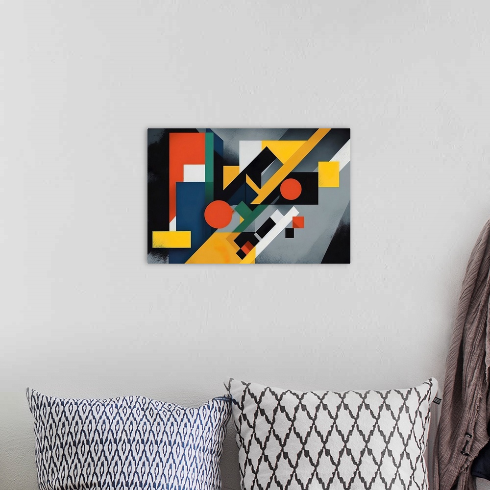 A bohemian room featuring Colorful Geometric Abstraction V