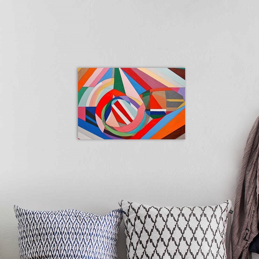 A bohemian room featuring Colorful Geometric Abstraction VIII